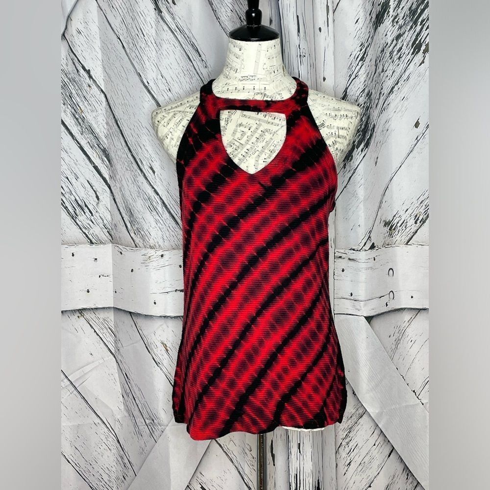 RED HAUTE Red/Black Tie-Dye Tank Top M